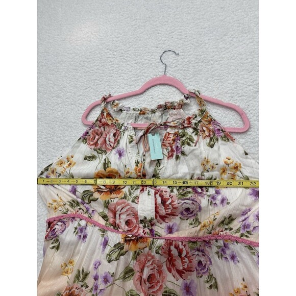 Anthropologie PQ Maxi Dress Tiered Ruffle Pink Floral Vacay Preppy Boho 1X NWT - Picture 7 of 12